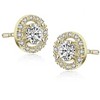 Luxurious and Elegant Platinum Plated Halo Stud Earrings with Sparkling Cubic Zirconia for a Timeless and Radiant Look - 3 of 4