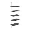 INFURNIC Decorative Bookshelf Etagere Bookcase 5 Tier Ladder Design Open Shelves Black Metal Frame for Home Office, Black, 23.75"*12"*72" - 3 of 4