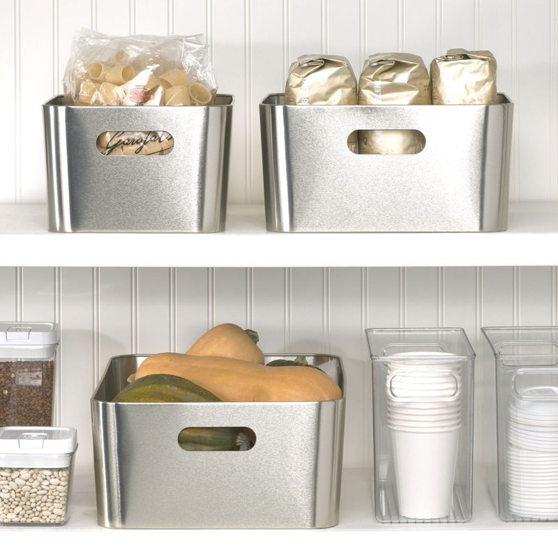 mDesign Large Metal Kitchen Storage Container Bin with Handles, 3 of 9