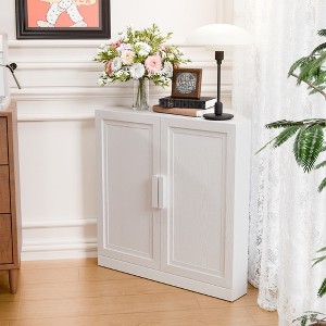 PexFix 31" x 31" Farmhouse Corner Cabinet Wooden Corner Storage Cabinet with Adjustable Shelves for Home Corners Living Room Bathroom Bedroom White - 1 of 4