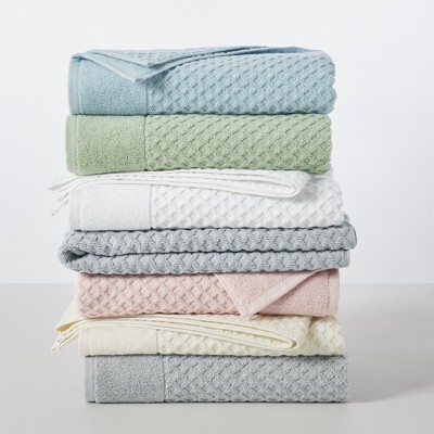 Pale Green Cotton Diamond Textured Kids Washcloth Set