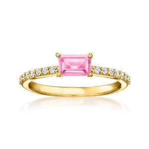 RS Pure by Ross-Simons 0.70 Carat Lab-Grown Pink Sapphire Ring With .20 ct. t.w. Lab-Grown Diamonds in 18kt Gold Vermeil - 1 of 4