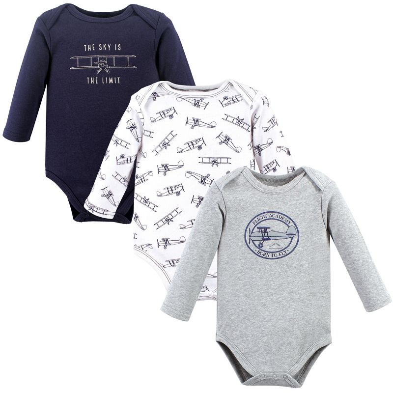 Hudson Baby Infant Boy Cotton Long-Sleeve Bodysuits, Aviation, 1 of 6