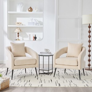 Vynxaria Modern Velvet Open Back Accent Chair with Metal Legs ¨C Cozy Barrel Lounge Chair in Green - 1 of 4