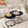 KTMBDW luxury Nesting Round Coffee Table Set of 2 End Table for Living Room,Stacking Side Tables, Marble Pattern Top with Metal Frame, Easy Assembly. - 2 of 4