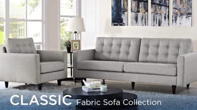 Azure Blue Tufted Polyester Cocktail Ottoman, 35.5"