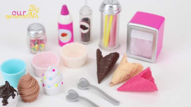 Our Generation Sundae Fun Day Ice Cream Machine Accessory Set for 18&#34; Dolls, 2 of 6, play video