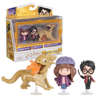 Harry Potter Micro Magical Moments Year 4 Set – Harry, Hermione, Hungarian Horntail Dragon Figures, Triwizard Cup Scene, Display Case, Kids Gift