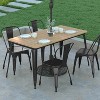 Emma and Oliver Indoor/Outdoor Dining Table with Umbrella Hole, 30" x 60" Rectangular All Weather Poly Resin Top and Black Steel Base - 3 of 4