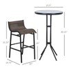 3 Piece Bar Height Outdoor Bistro Set for 2, Round Patio Pub Table 2 Bar Chairs with Comfortable Design & Strong Build - 3 of 4