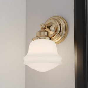 VAXCEL Huntley LED Compatible Farmhouse Bathroom Vanity Wall Fixture White Schoolhouse Glass - 1 of 4