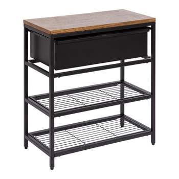 Kate and Laurel Randall Rectangle Metal Side Table, 24x12x26, Rustic Brown and Black
