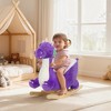 Qaba Baby Rocking Horse, Ride Dinosaur, Kids Ride On Toy with Realistic Sound and Safety Belt, Plush Animal Rocker for Kids, Purple - 2 of 4