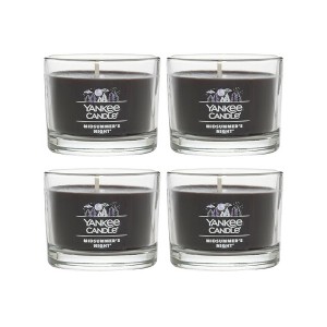 Yankee Candle Signature Votive Mini Candle Jar  Midsummers Night Scent  Natural Soy Wax Blend Candle with Natural Fiber Wick  1.3oz Glass Jar  4-Pack - 1 of 2