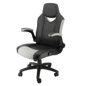Elama High Back Adjustable Faux Leather Office Chair in Black and Gray - 1 of 4