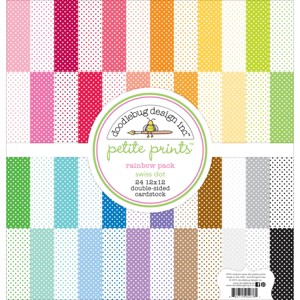 Doodlebug Petite Prints Double-Sided Cardstock 12"X12" 24/Pk-Swiss Dot Rainbow, 24 Designs/1 Each - 1 of 1