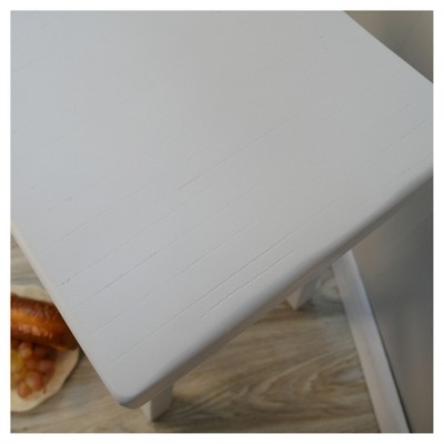 Antique White Wood Saddle Style Backless Counter Stool