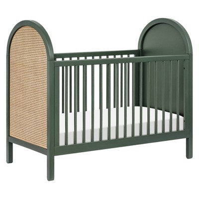 Forest Green and Natural Cane 3-in-1 Convertible Crib