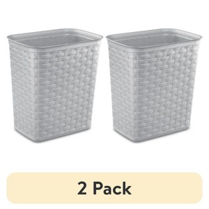 Racxily (2 pack) 3.4 Gallon Weave Wastebasket, D¨¦cor Trash Can and Space Efficient Shape, Light Gray - 1 of 4