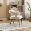 Vynxaria 25.79 Inch Modern Accent Chairs, Brown PU Barrel Shape, Wooden Legs, Armrests, for Dining, Kitchen, Living Spaces - 2 of 4