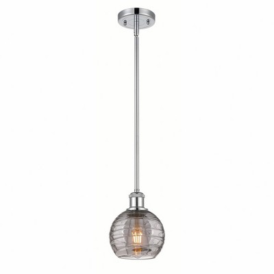 Athens Deco Swirl - 1 Light Stem Hung Mini Pendant In Industrial Style-8 Inches Tall and 6 Inches Wide