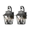 HANPURE Black Outdoor Wall Lantern 2-Light, Modern Industrial Waterproof Porch Light Fixture, Farmhouse Exterior Lamp with Glass (2 Pack) - 3 of 4