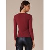 INSPIRE CHIC Women's Glitter Sheer Mesh Crew Neck Long Sleeve Button Decor Top - 4 of 4