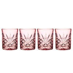 Godinger Silver Set of 4 Dublin Crystal Double Old Fashion Glasses Blush: 11 oz, Hand Wash, Dishwasher-Safe Drinkware - 1 of 4