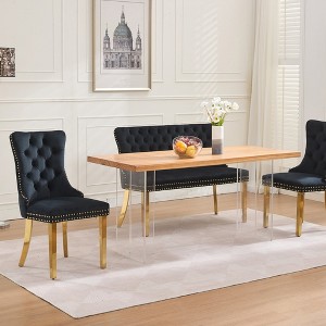 GDFStudio Haley Mid Century Modern 46''W Velvet Upholstered Dining Bench with Tufted Back - 1 of 4