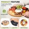 Unique Bargains Bamboo Portable 7 Compartments Round Charcuterie Board with Lid 11.6" Black - 3 of 4