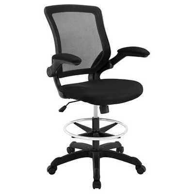 Maykoosh White Flip-Top Ergonomic Mesh Drafting Swivel Desk Chair Lumbar Support, Height Adjustable with Foot Ring