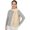 Anna-Kaci Women's Embroidered Floral Lace Scarf Solid Double Layered Faux Pearls Long Wrap Scarf - 3 of 4