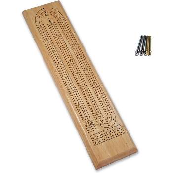 We Games 3 Player Wooden Cribbage Set - Easy Grip Pegs And 2 Decks
