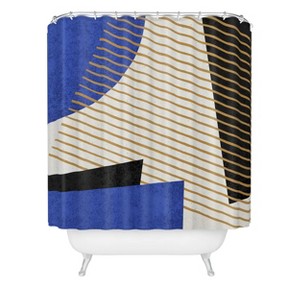 Deny Designs Moonlight Print Striped Circle Geometric Blue Shower Curtain - 1 of 3