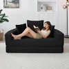 78.8" Beige Modern Convertible Corduroy Sofa Bed with Pillows, Armless Foldable Floor Futon for Living Room or Apartment-3irtyhousy - 2 of 4