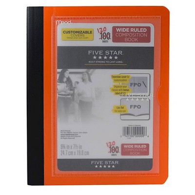 Five Star Customizable Cover Wide Ruled Composition Notebook (Colors May Vary)