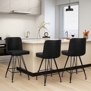 Bekrvio 26" Swivel Counter Height Bar Stools Set of 1/2/3/4, Faux Leather or Velvet Upholstered with V-Shaped Metal Base for Kitchen Island - 1 of 4