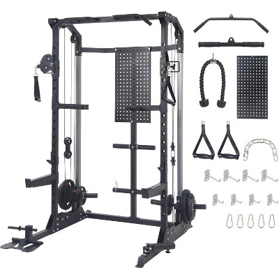 Multi-Function Power Cage 2000LB Capacity With Dual Independent Pulley System+Adjustable Cable Crossover for Home Gym&Garage Workouts