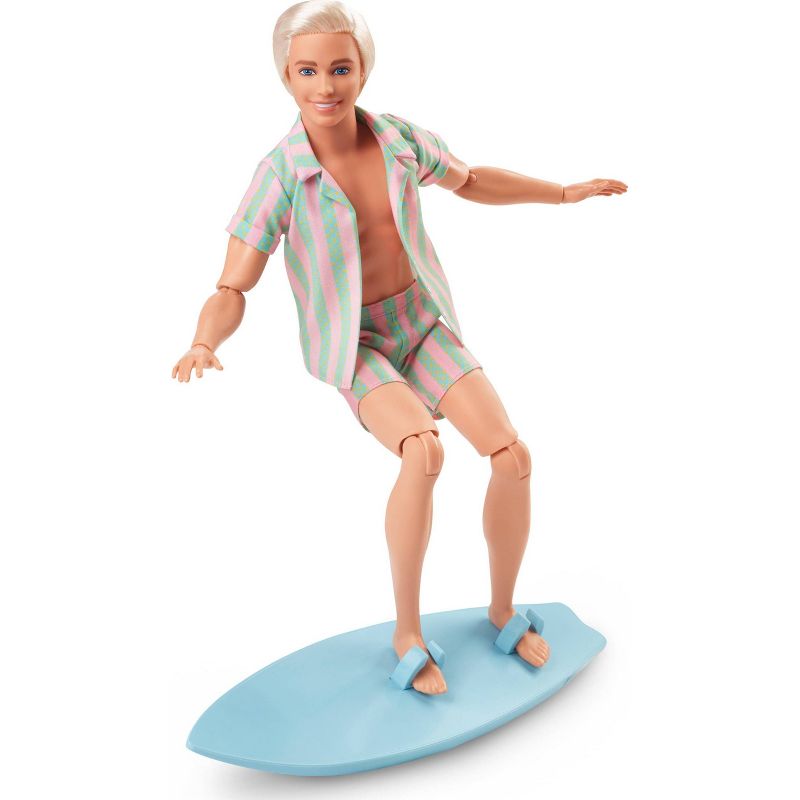 Barbie: The Movie Ken Doll Wearing Pastel Striped Beach Matching Set, 6 of 14