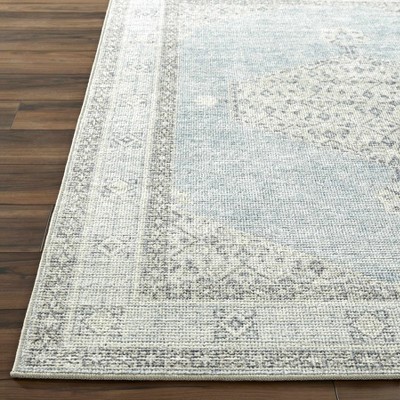 Light Gray and Charcoal Polyester Rectangular Area Rug 6'7" x 9'
