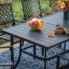 7pc Patio Dining Set with Rectangle Table with 1.57" Umbrella Hole & Steel Arm Chairs - Black - Captiva Designs - 3 of 4