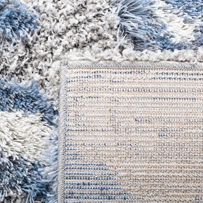 Grey and Blue Abstract Shag Square Area Rug