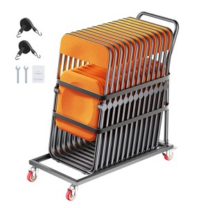 VEVOR Folding Chair Rack, 300 LBS Capacity, L-shape Vertical Placement Chair Cart for 25 Chairs, Heavy-duty Metal Chair Storage Dolly, Matte Black - 1 of 4