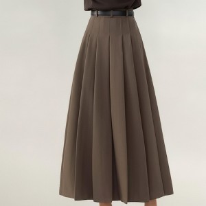 Anna-Kaci Women's High Waist Pleated Maxi Skirt with Structured A-Line Silhouette - 1 of 4