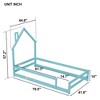Pine Wood Floor Bed Frame With House Shaped Headboard Full-Length Guardrails Twin Size For Toddler Kids Girls Boys - 2 of 4