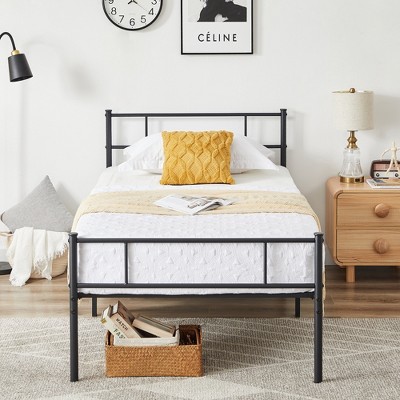 VECELO Twin/Full/Queen Metal Platform Bed Frame with Storage, Industrial Bed Frame with Headboard and Footboard, No Box Spring Needed, Easy Assembly
