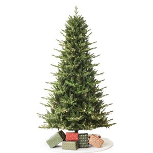 Fraser Slim Fir 6.5ft Christmas Tree Pre-Lit Artificial with 2,725 Branch Tips & 640 Low-Voltage Warm LED Lights, Foldable Stand - 1 of 4