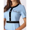 Hobemty Women's Round Neck Short Sleeve Contrast Color Elegant Sheath Pencil Dresses - 4 of 4