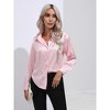 Womens Summer Casual Button Down Shirt Long Sleeve Collared Business Work Tops Blouses - 3 of 4