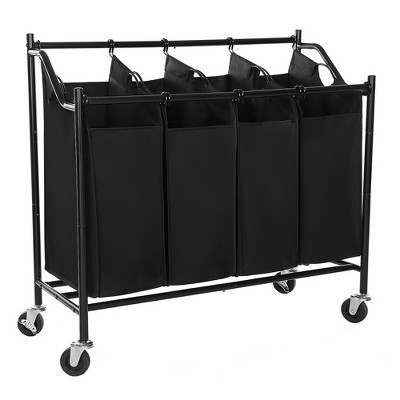SONGMICS Heavy-Duty 4-Bag Rolling Laundry Sorter Storage Cart with Wheels